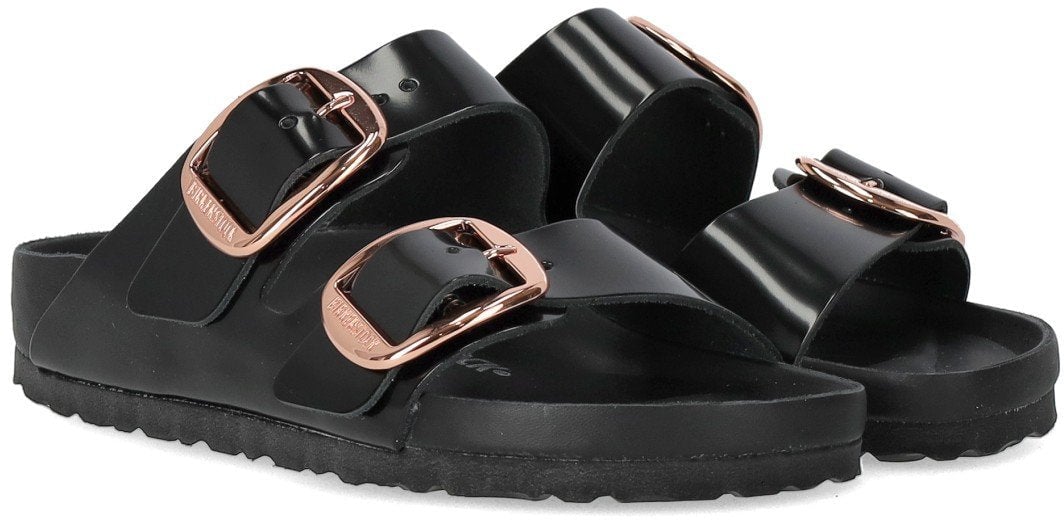 Birkenstock BIRKENSTOCK ARIZONA BIG BUCKLE HIGH SHINE SANDAL Zwart