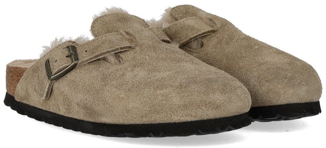Birkenstock BIRKENSTOCK BOSTON SHEARLING TAUPE CLOG Beige