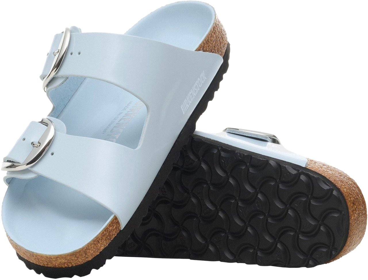 Birkenstock Ciabatta Arizona Big Buckle Shine Blue Natural Leather Blauw
