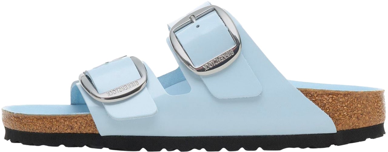 Birkenstock Ciabatta Arizona Big Buckle Shine Blue Natural Leather Blauw