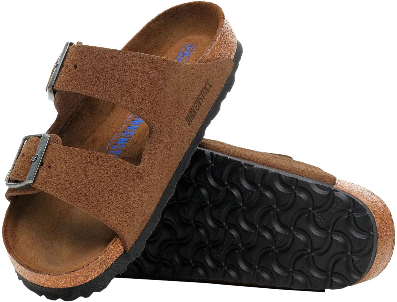 Birkenstock Ciabatta Arizona Softbed Suede Leather Dark Tea Divers