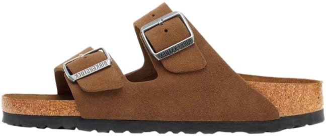 Birkenstock Ciabatta Arizona Softbed Suede Leather Dark Tea Divers