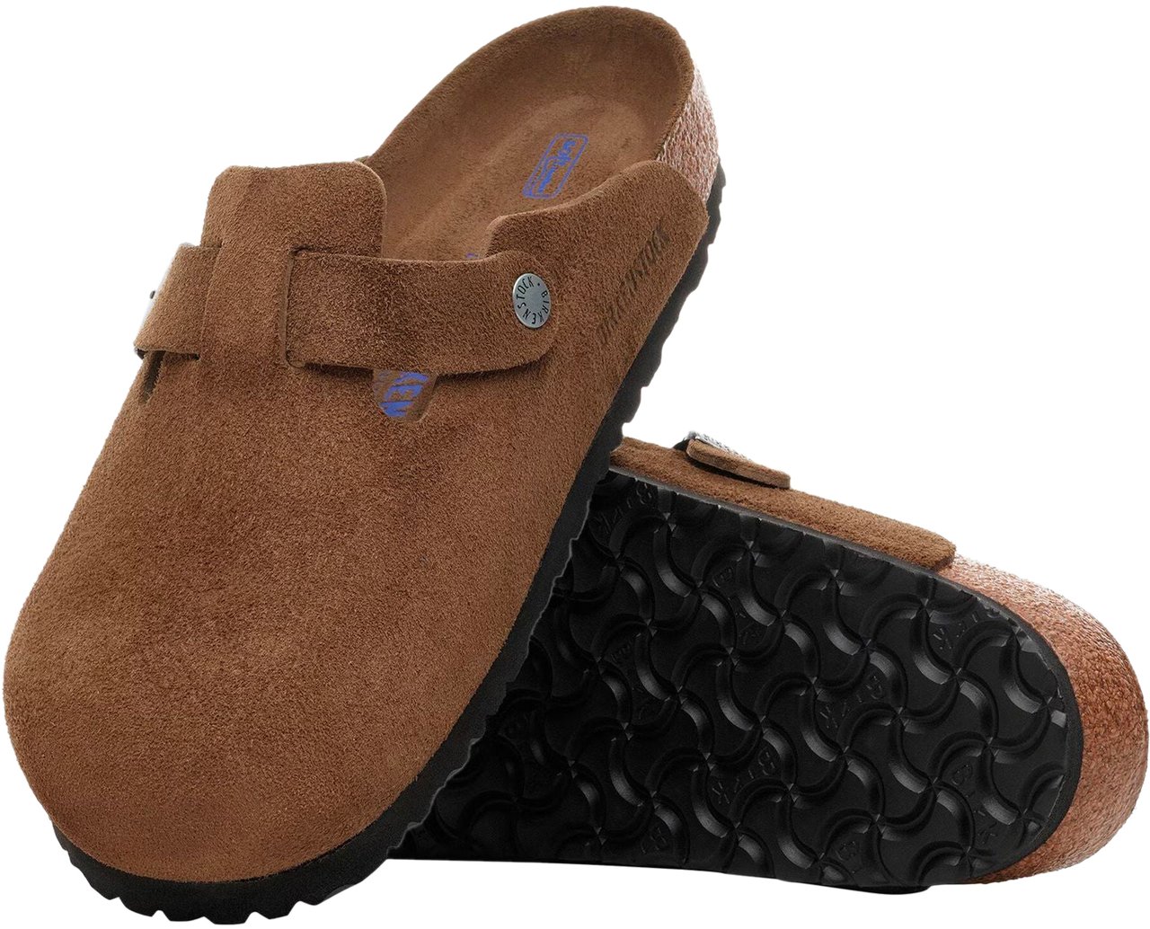 Birkenstock Ciabatta Boston Softbed Suede Leather Dark Tea Divers