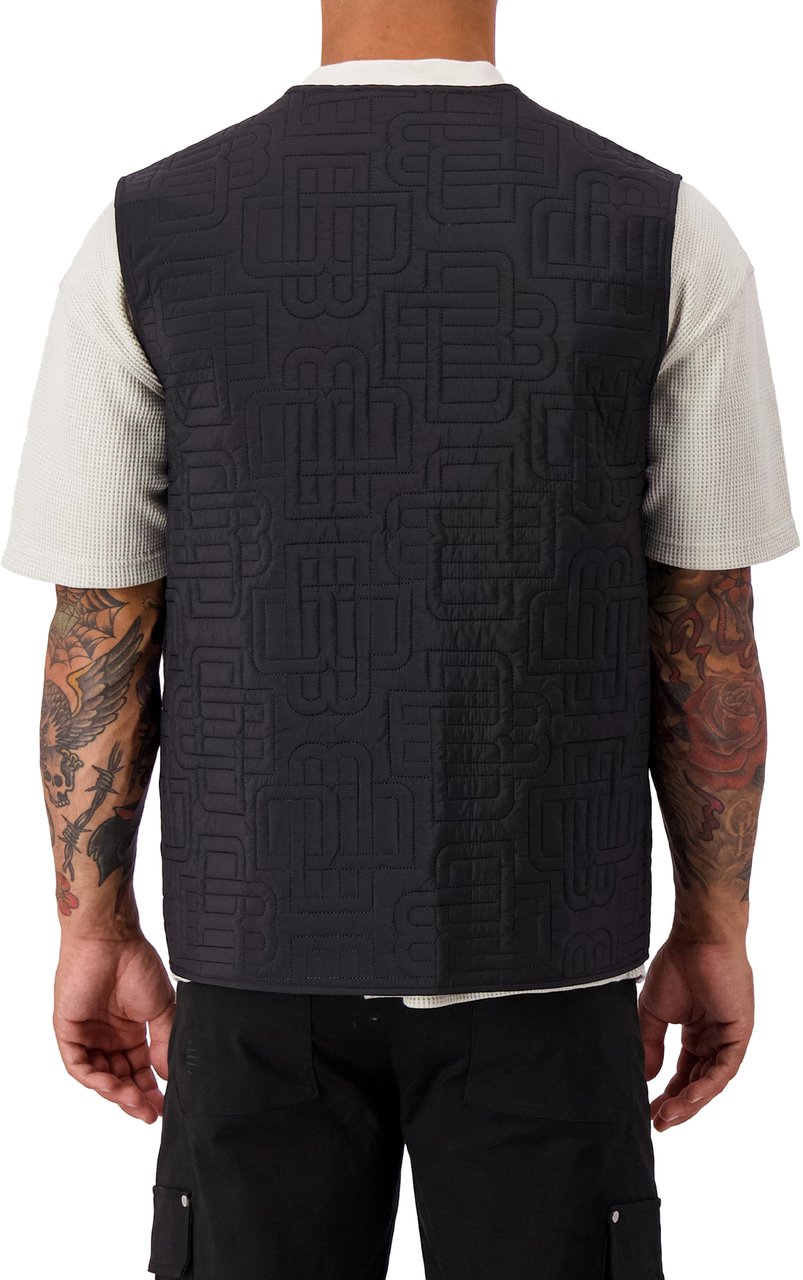 Black Bananas Monogram Quilted Vest Zwart