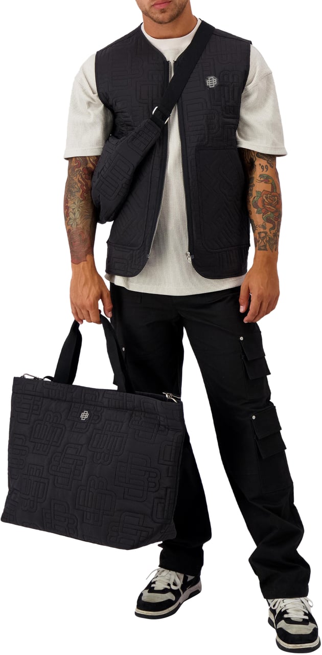Black Bananas Monogram Quilted Vest Zwart