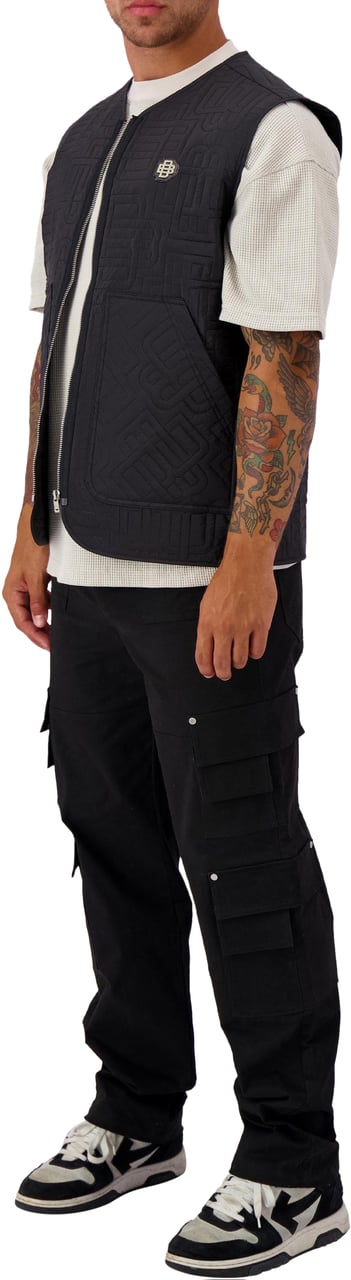 Black Bananas Monogram Quilted Vest Zwart