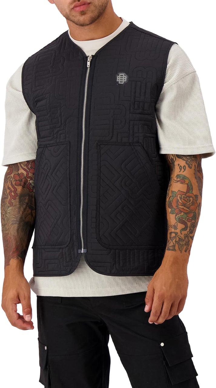 Black Bananas Monogram Quilted Vest Zwart