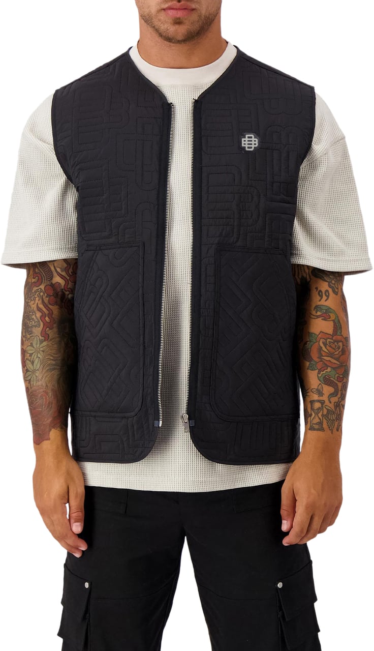 Black Bananas Monogram Quilted Vest Zwart
