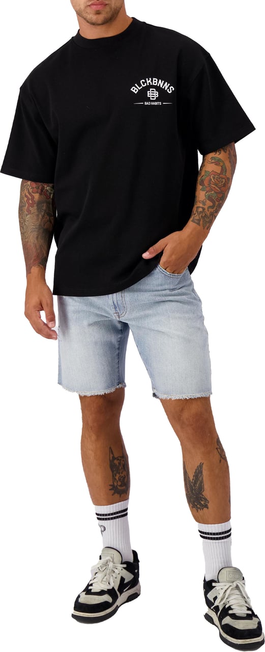 Black Bananas Cut Off  Denim Shorts Blauw