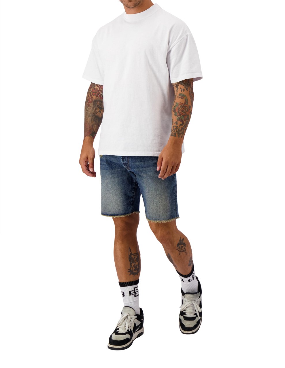 Black Bananas Cut Off Denim Shorts Blauw