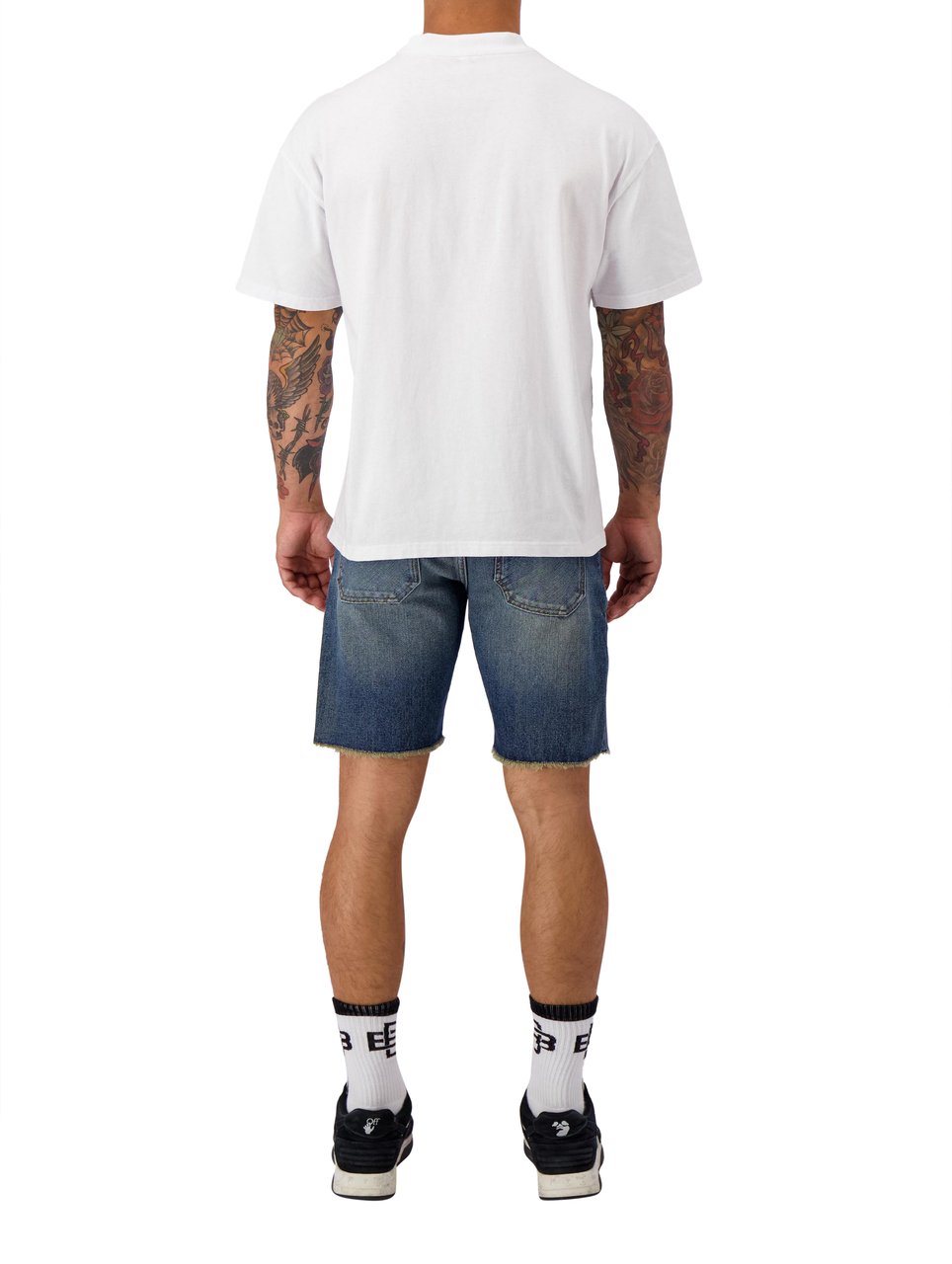 Black Bananas Cut Off Denim Shorts Blauw