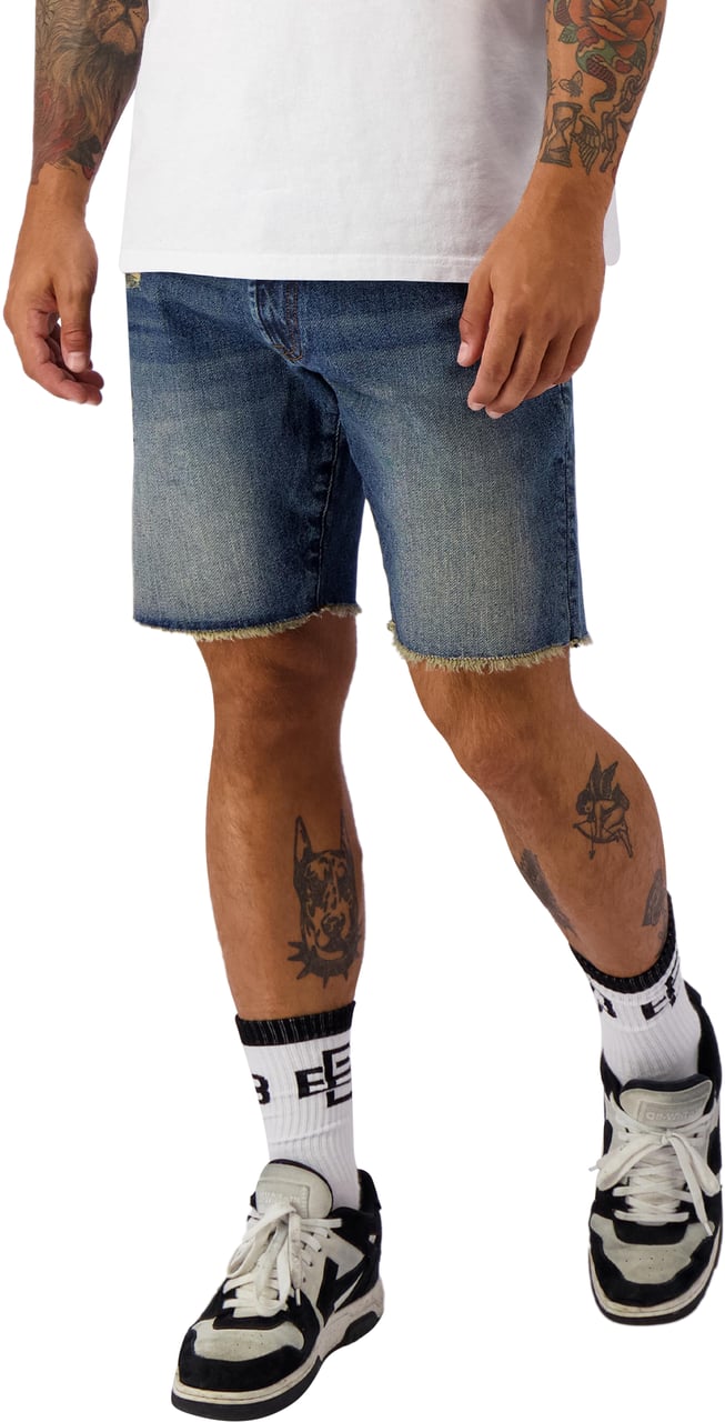 Black Bananas Cut Off Denim Shorts Blauw