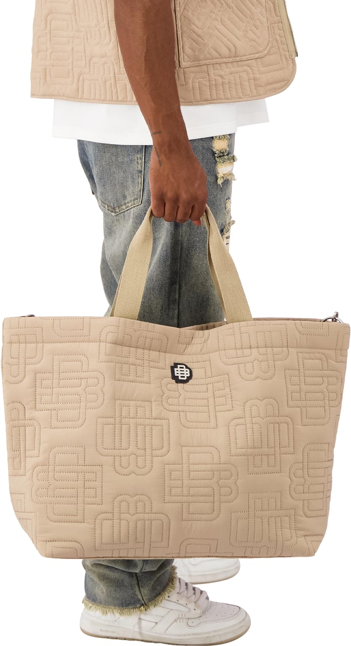 Black Bananas Monogram Quilted Tote Bag Bruin