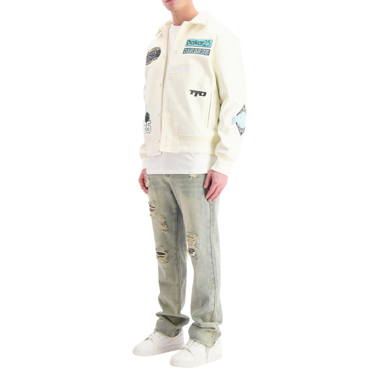 Black Bananas Desert Race Varsity Jacket Beige