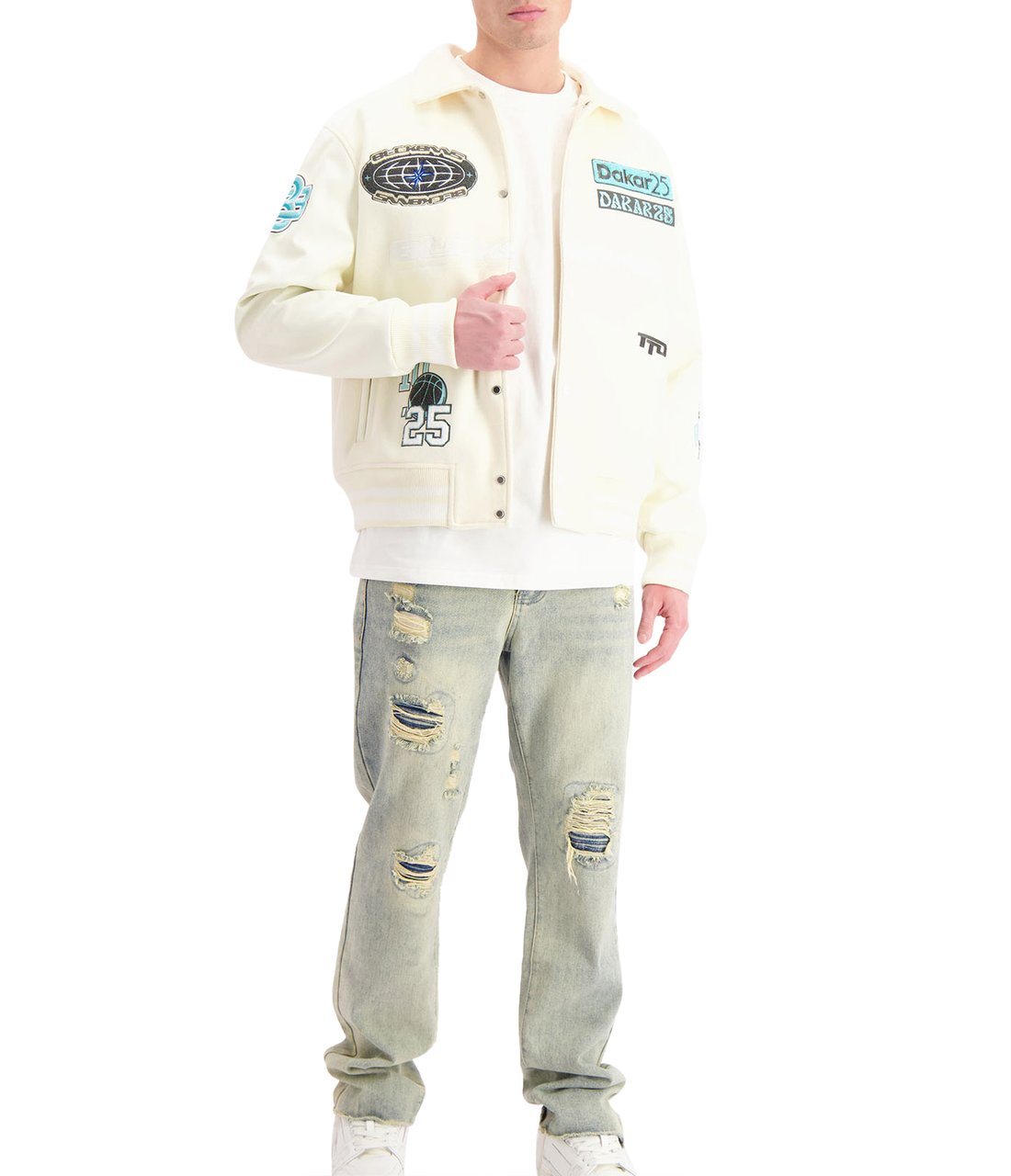 Black Bananas Desert Race Varsity Jacket Beige