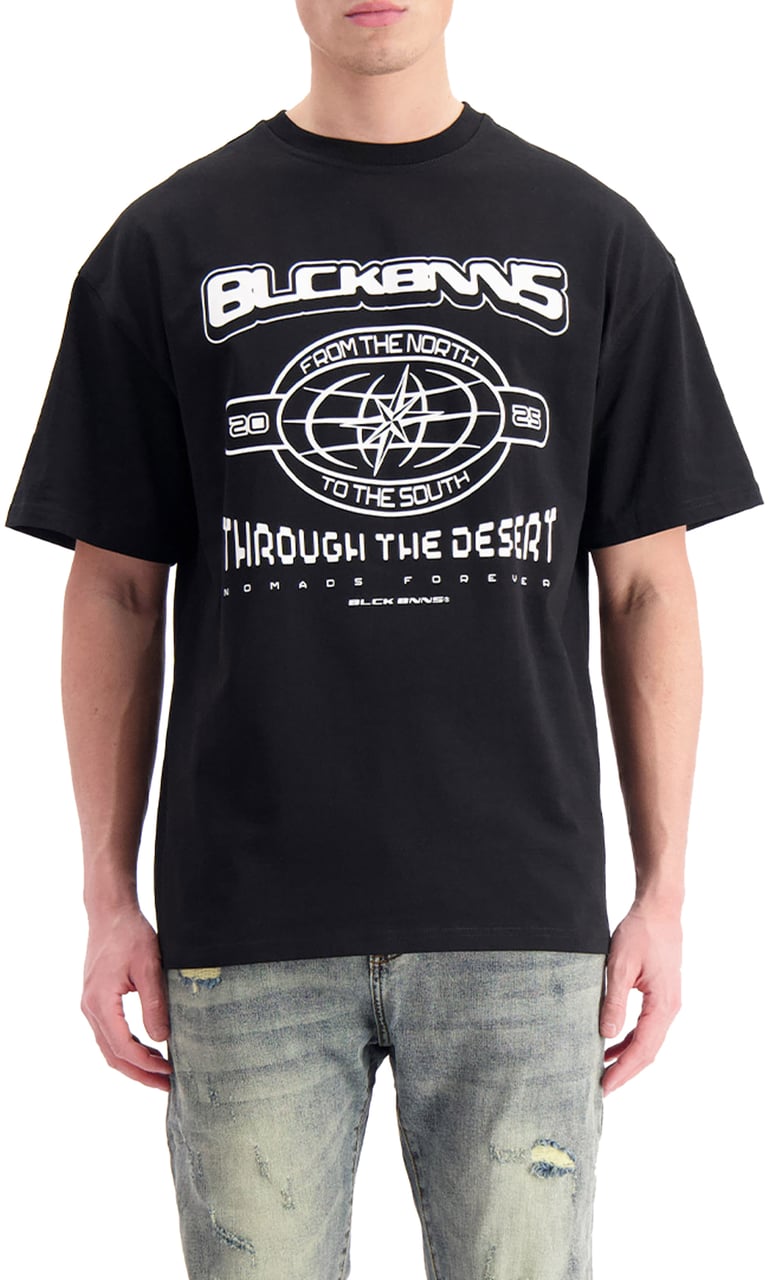 Black Bananas Compass T-shirt Zwart