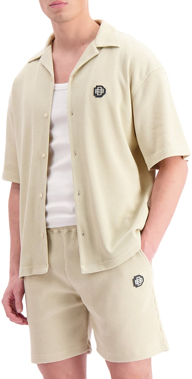 Black Bananas Monogram Waffle Shirt Beige