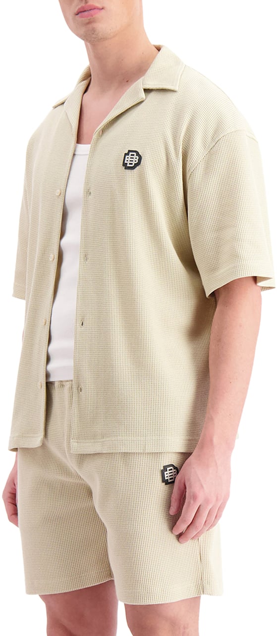 Black Bananas Monogram Waffle Shirt Beige