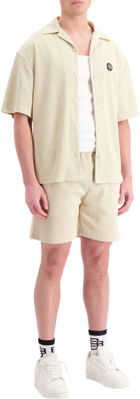 Black Bananas Monogram Waffle Shirt Beige