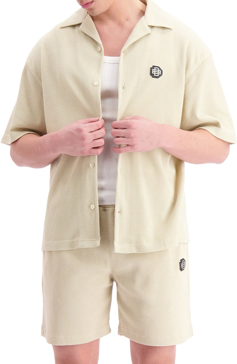 Black Bananas Monogram Waffle Shirt Beige