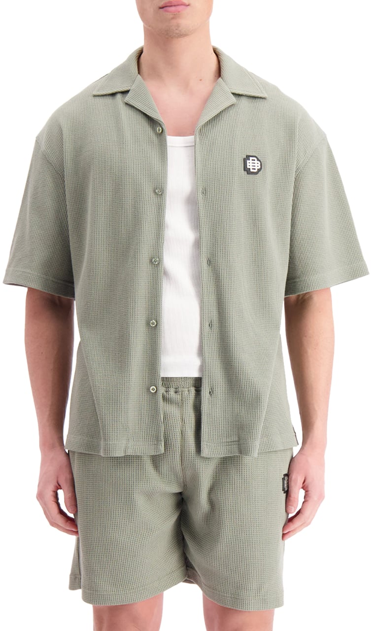 Black Bananas Monogram Waffle Shirt Groen
