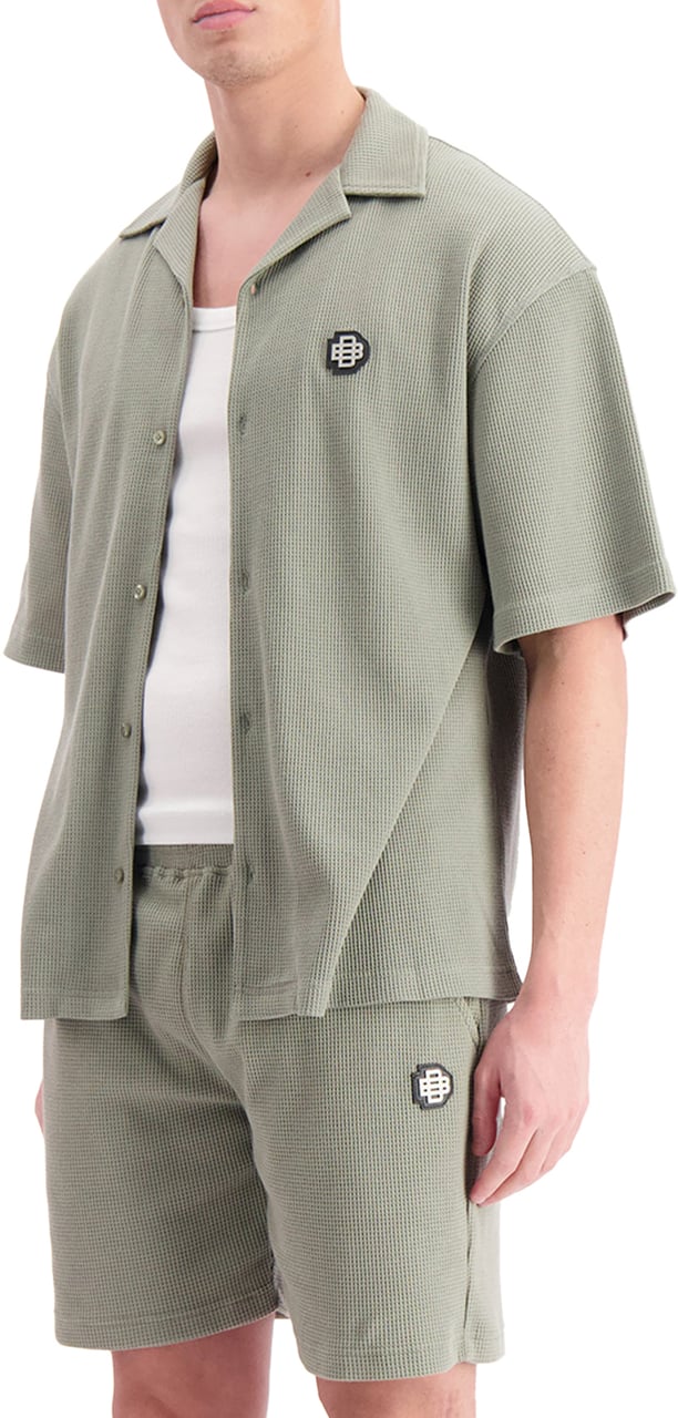 Black Bananas Monogram Waffle Shirt Groen