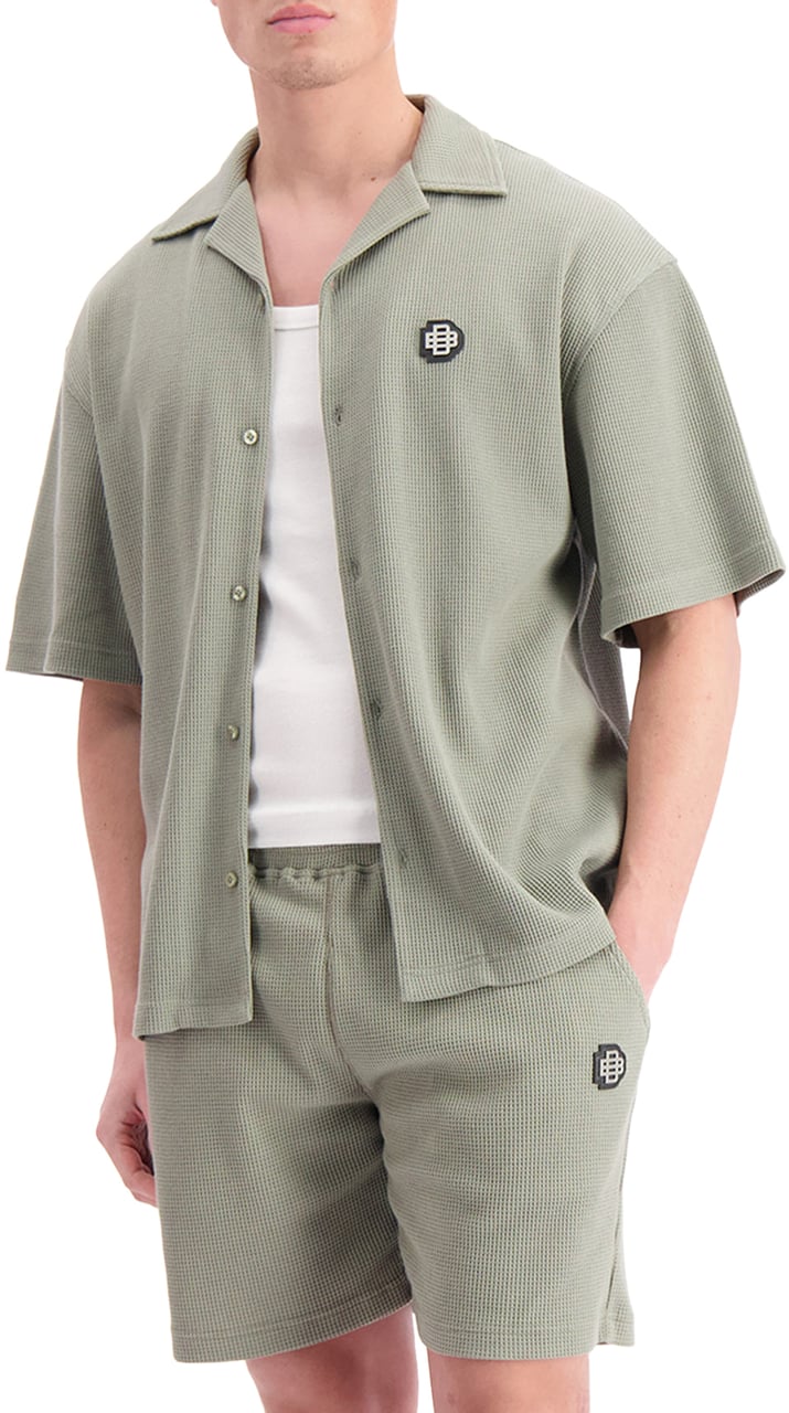 Black Bananas Monogram Waffle Shirt Groen