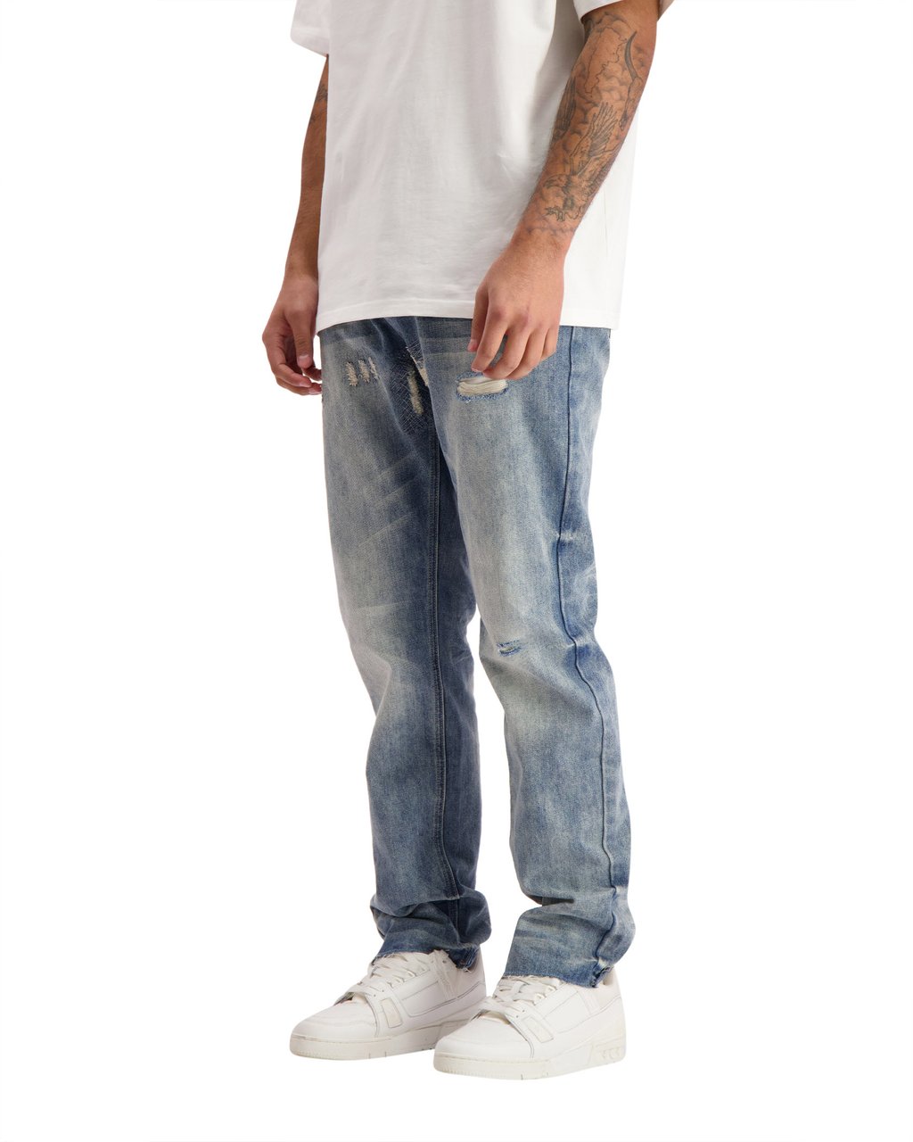 Black Bananas Straight Stitched Denim Blauw