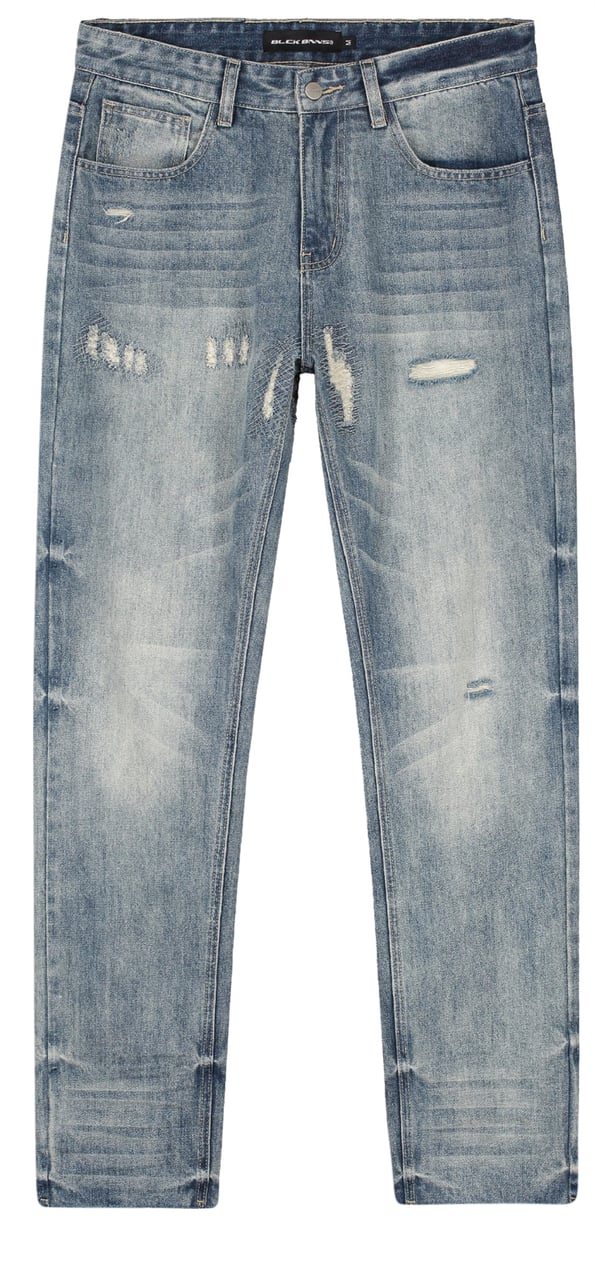 Black Bananas Straight Stitched Denim Blauw