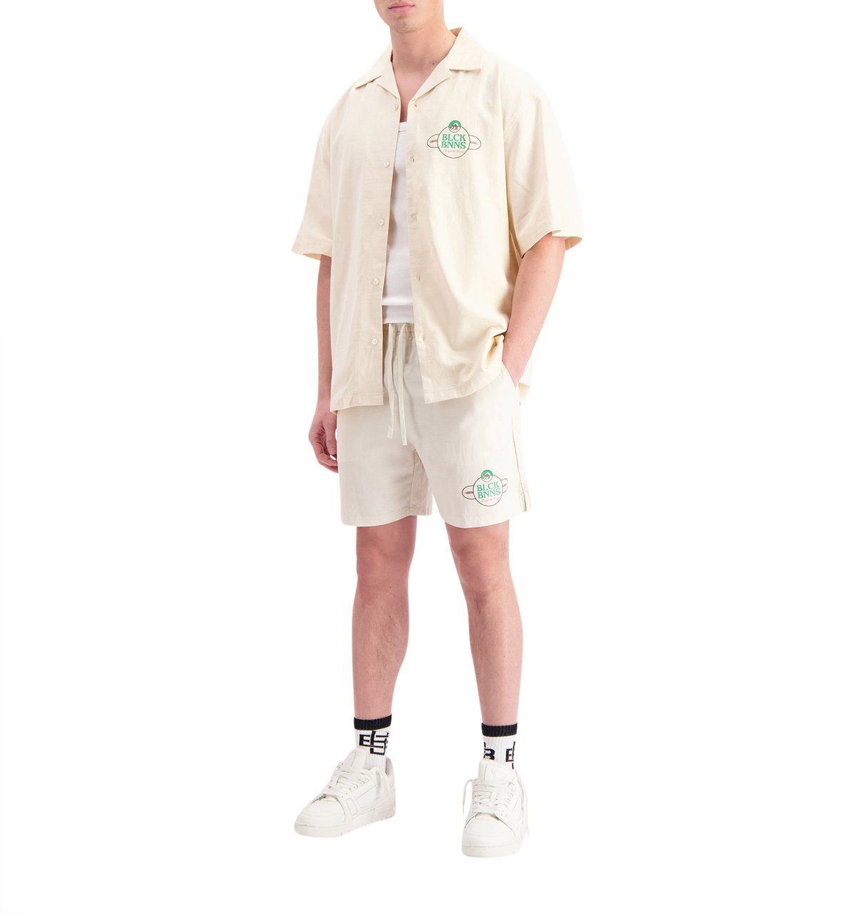 Black Bananas Nomad Linen Shorts Beige