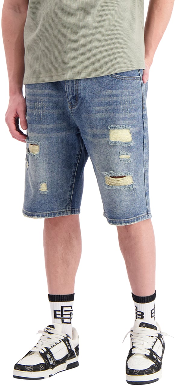 Black Bananas Distressed Denim Shorts Blauw