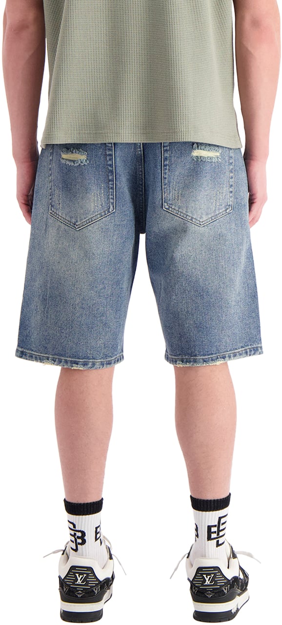 Black Bananas Distressed Denim Shorts Blauw