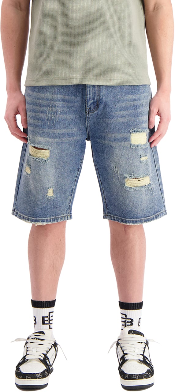 Black Bananas Distressed Denim Shorts Blauw
