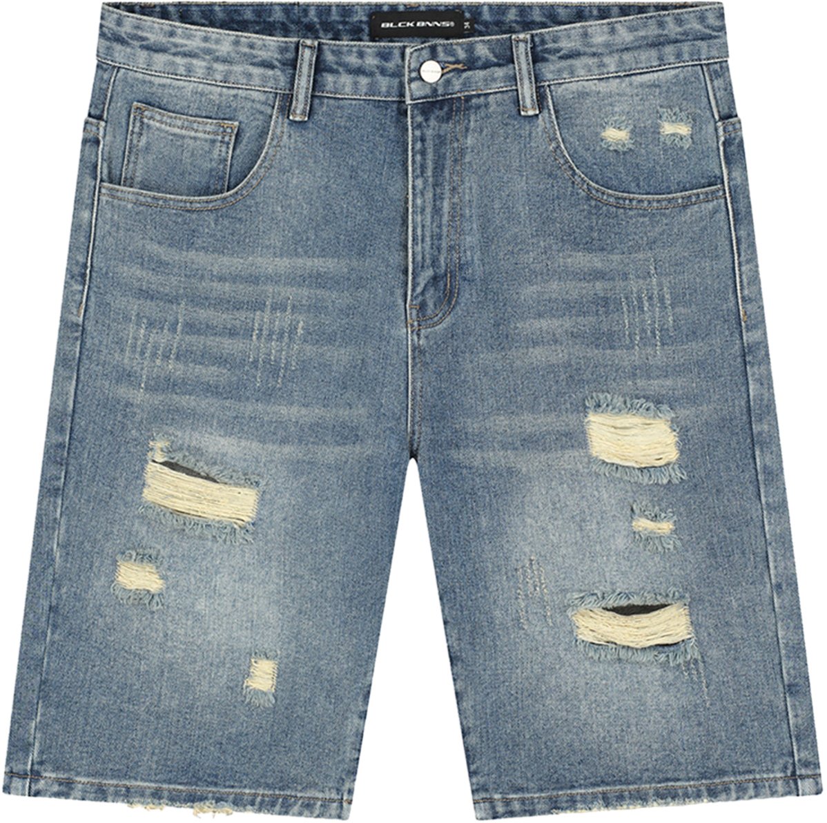 Black Bananas Distressed Denim Shorts Blauw