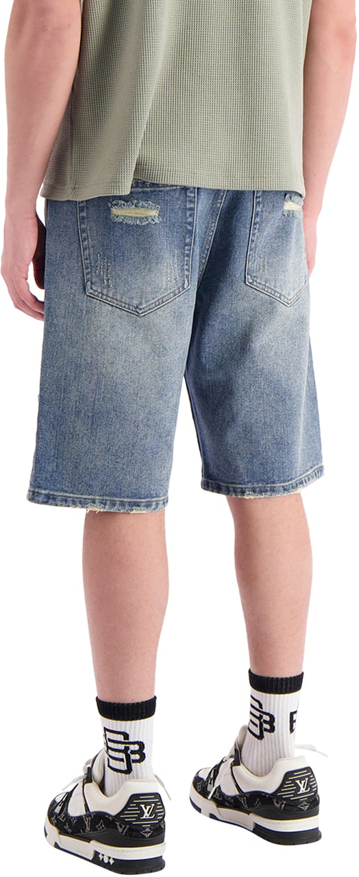 Black Bananas Distressed Denim Shorts Blauw