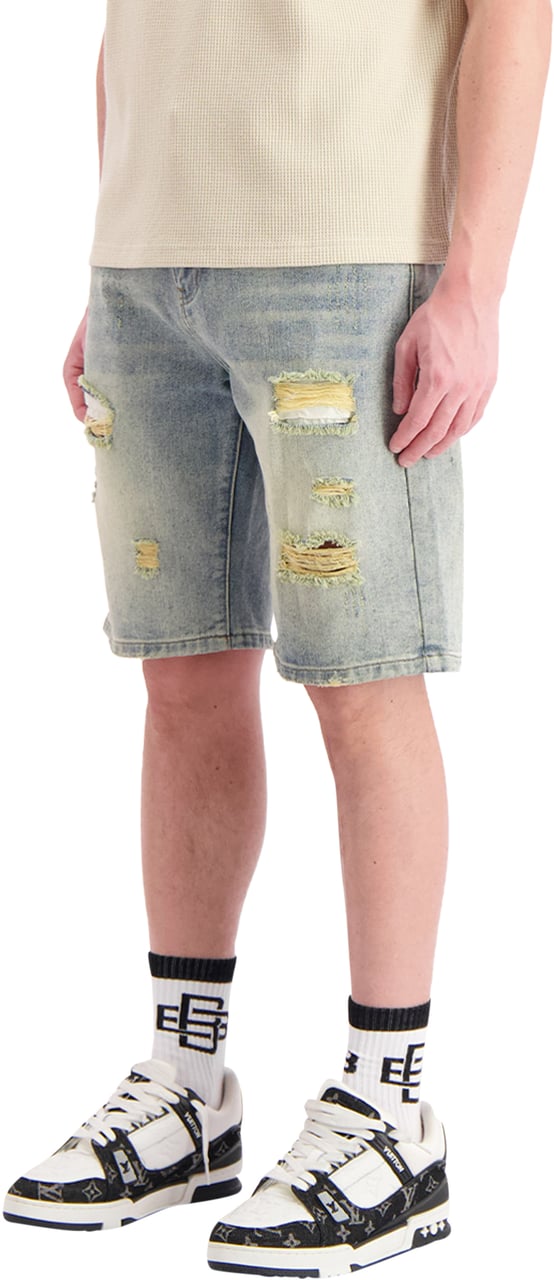Black Bananas Distressed Denim Shorts Blauw
