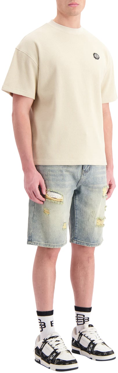 Black Bananas Distressed Denim Shorts Blauw
