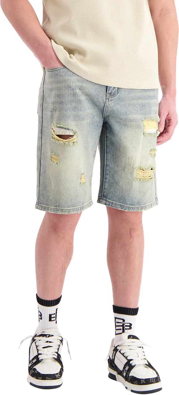 Black Bananas Distressed Denim Shorts Blauw