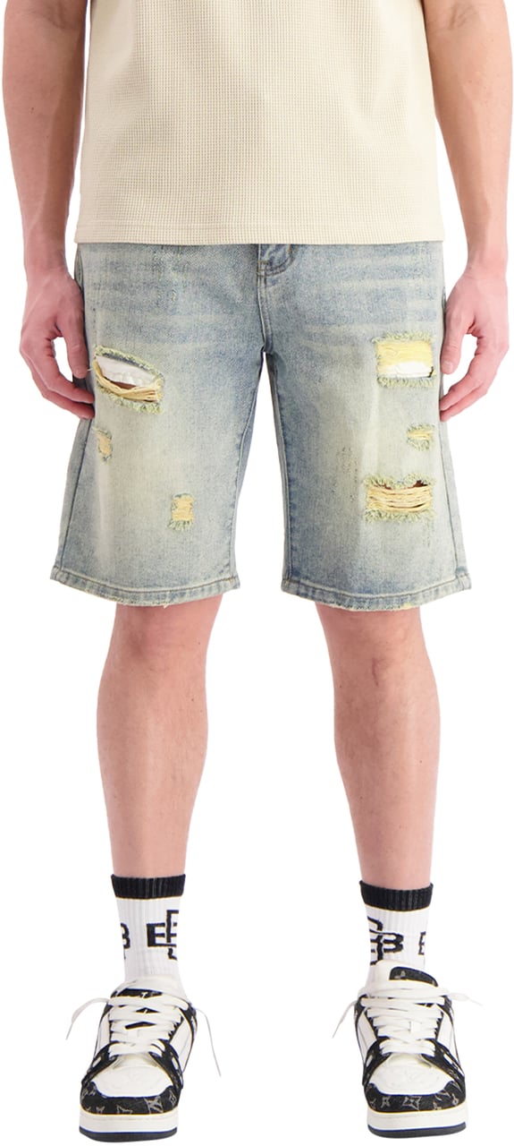 Black Bananas Distressed Denim Shorts Blauw
