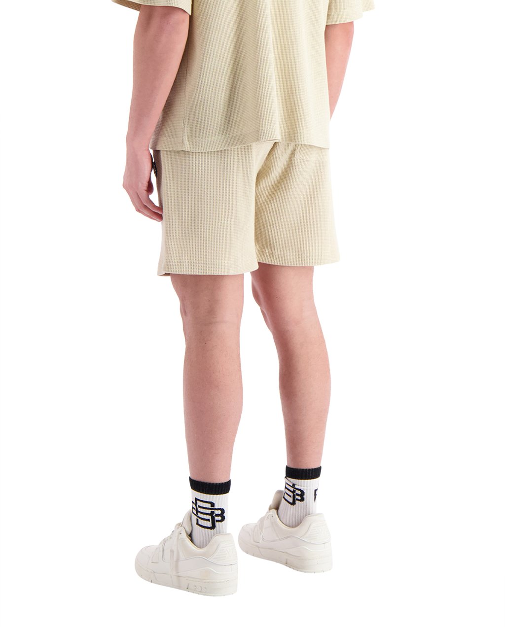Black Bananas Monogram Waffle Shorts Beige