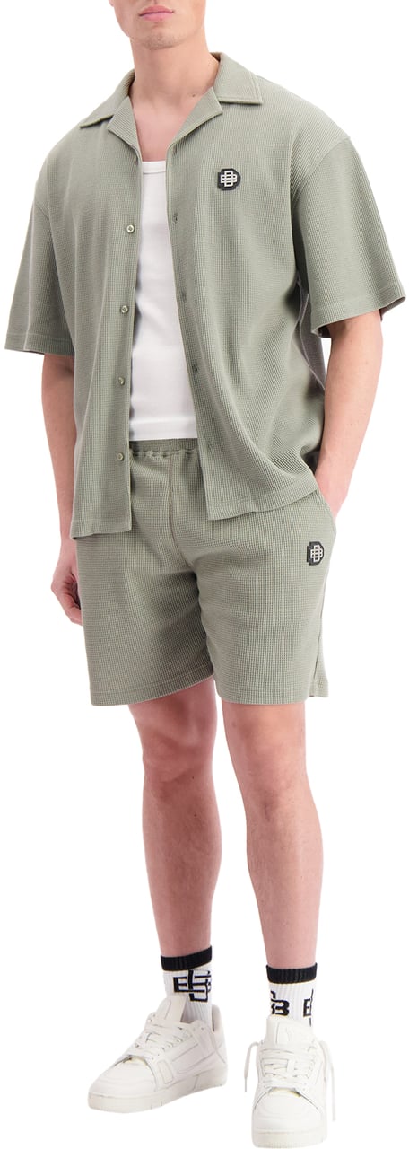 Black Bananas Monogram Waffle Shorts Groen