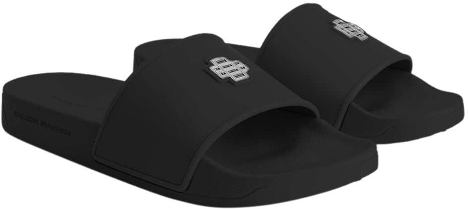 Black Bananas Monogram Plate Slides Zwart