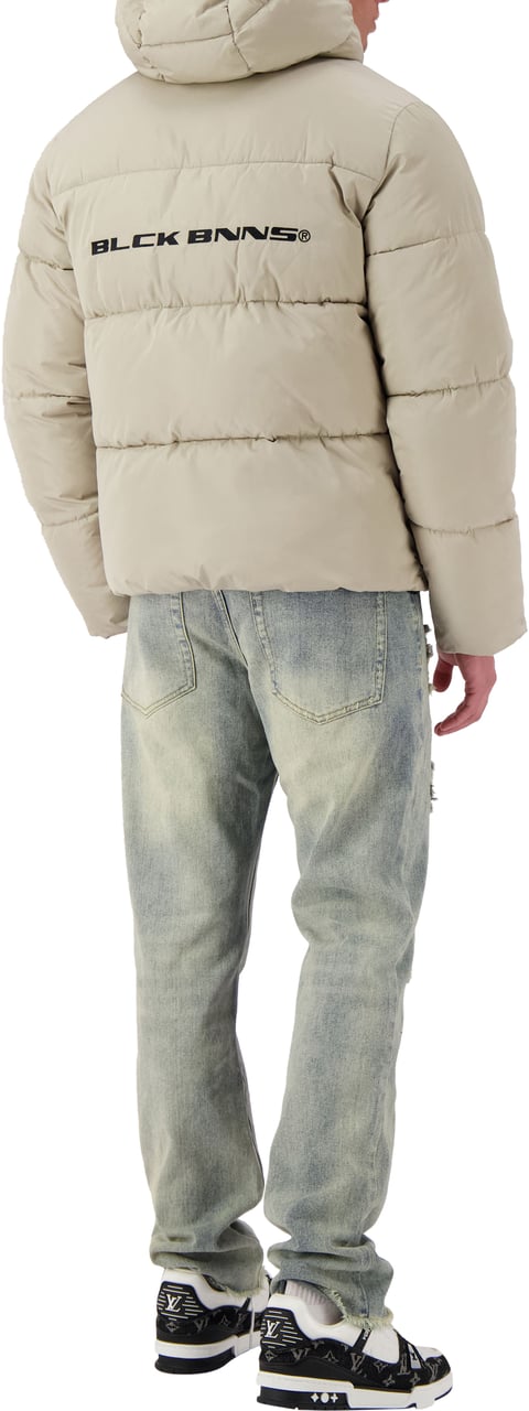 Black Bananas Block Puffer Jacket Beige