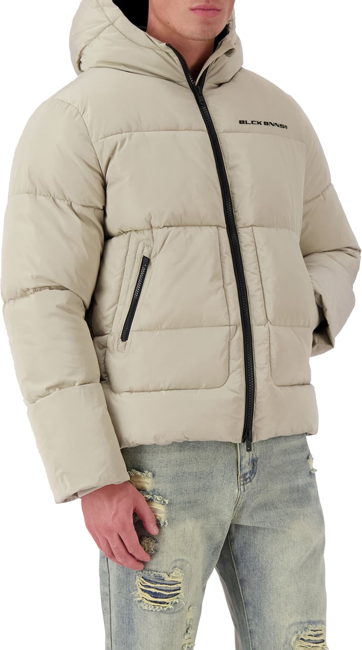 Black Bananas Block Puffer Jacket Beige