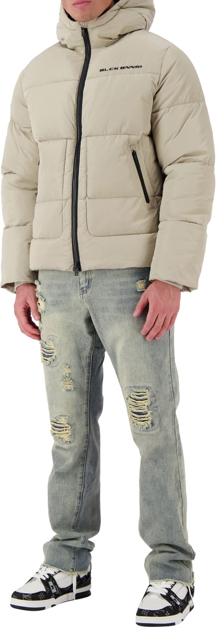 Black Bananas Block Puffer Jacket Beige