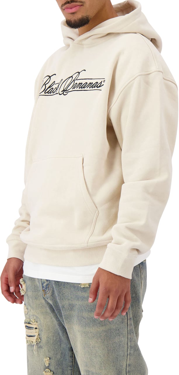 Black Bananas Calligraphy Hoodie Beige