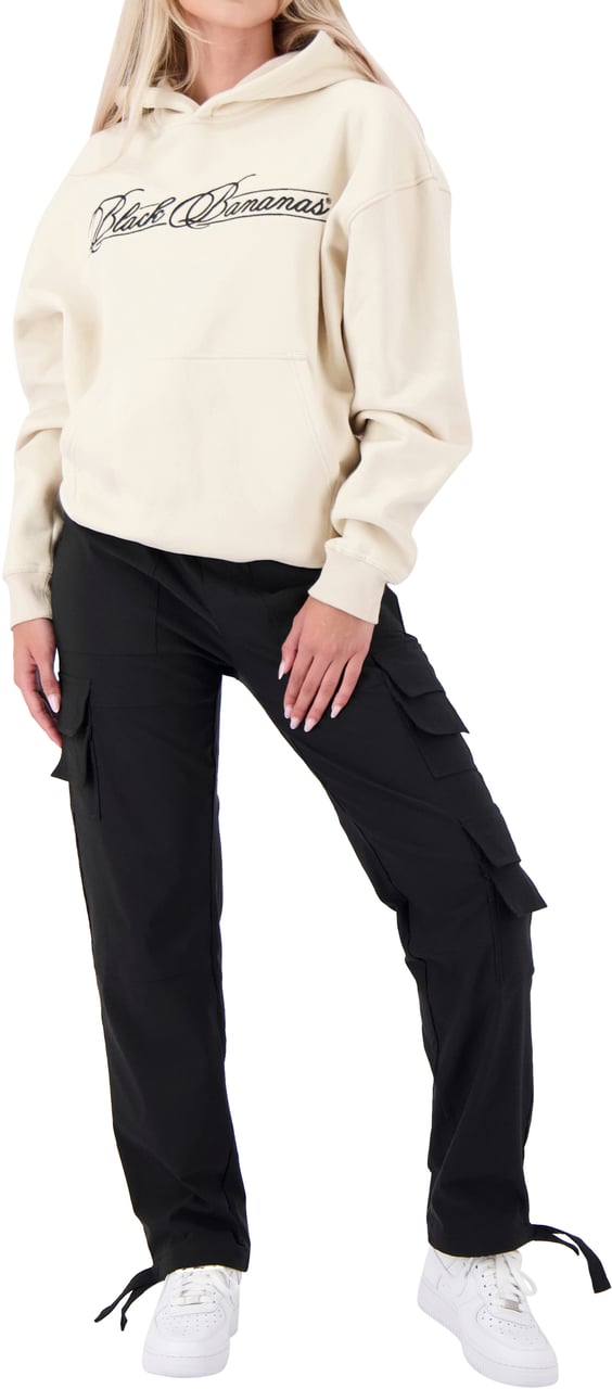 Black Bananas Calligraphy Hoodie Beige