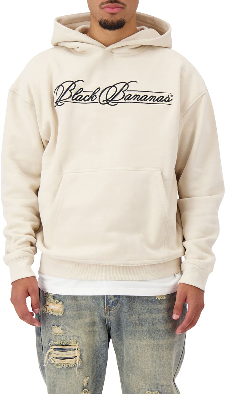 Black Bananas Calligraphy Hoodie Beige