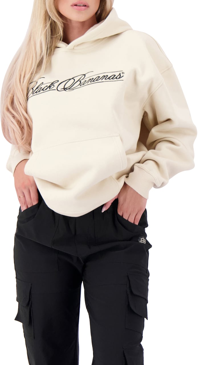 Black Bananas Calligraphy Hoodie Beige