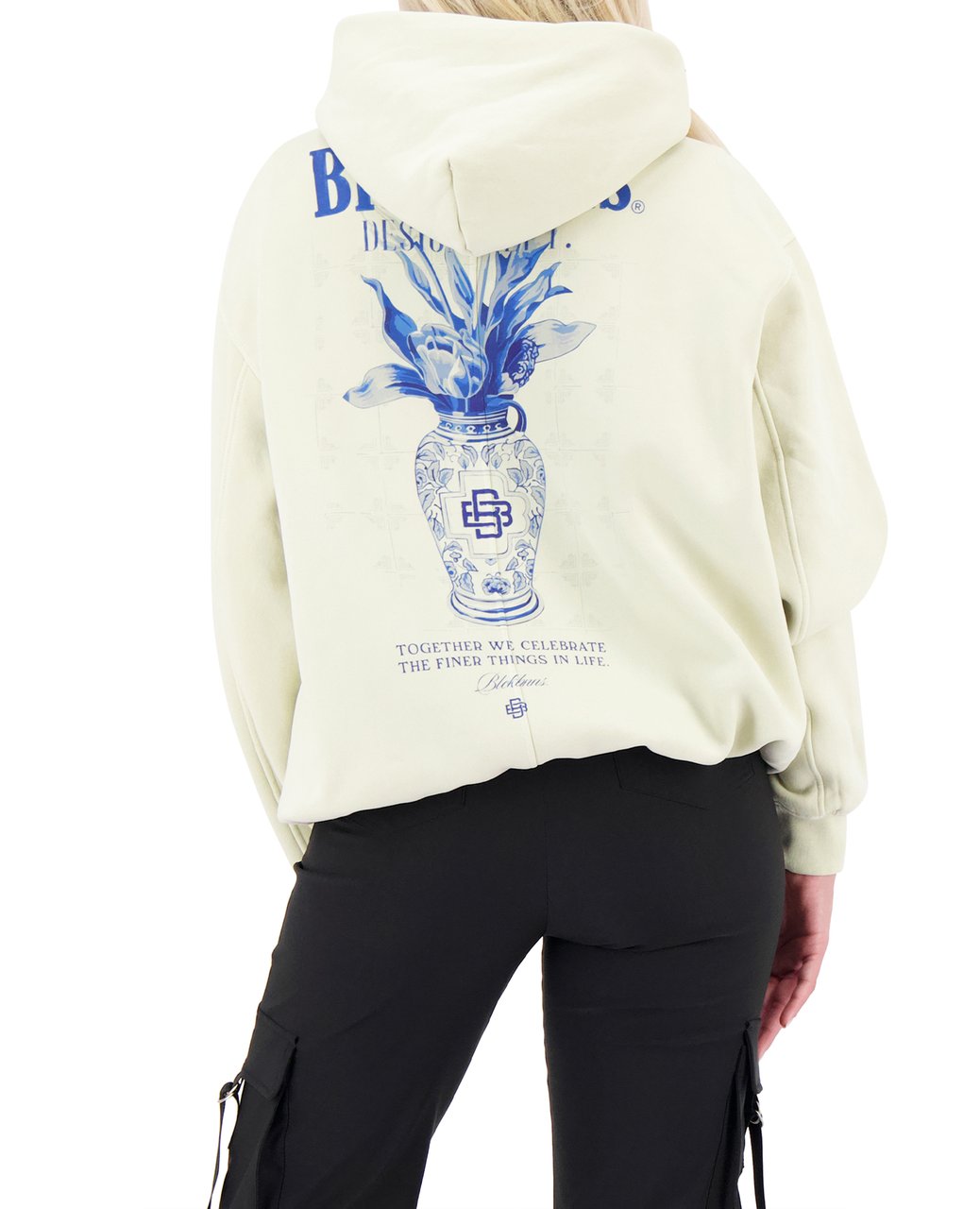 Black Bananas Vase Hoodie Beige